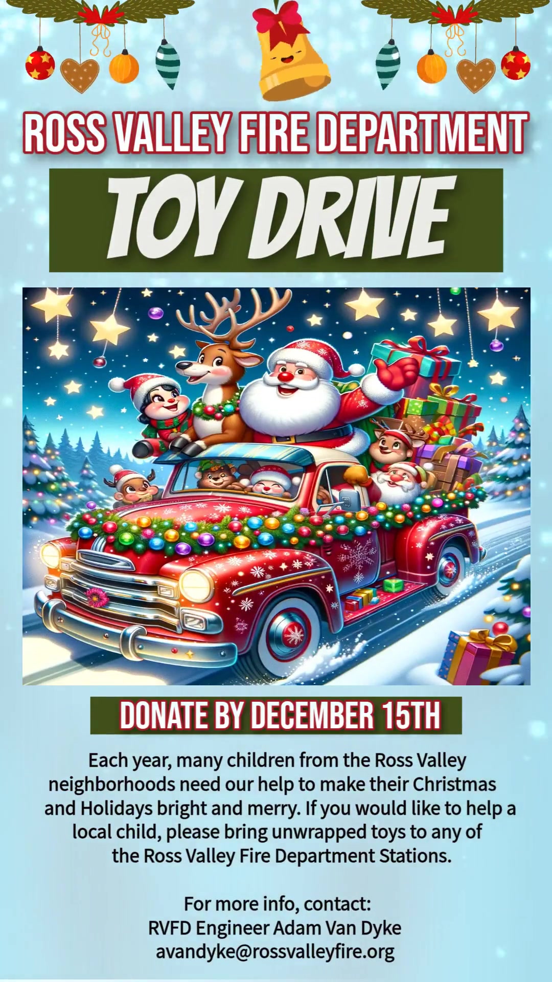 Ross Valley Fire Department Holiday Toy Drive