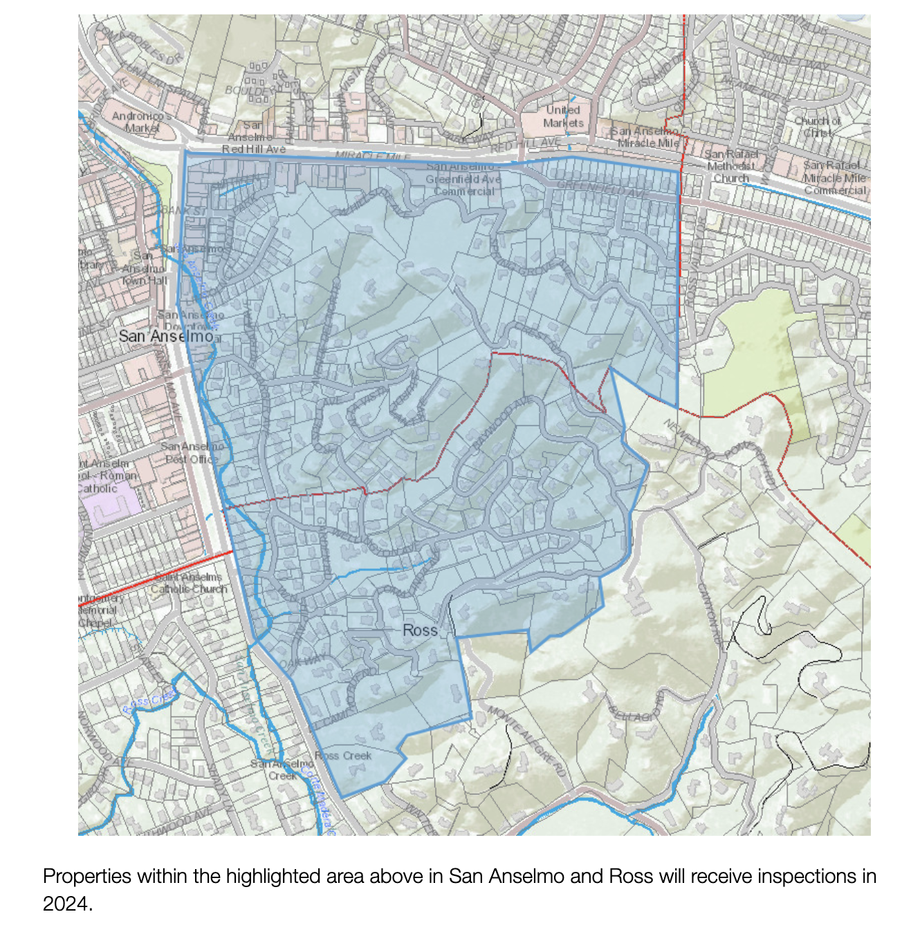 San Anselmo Ross Map